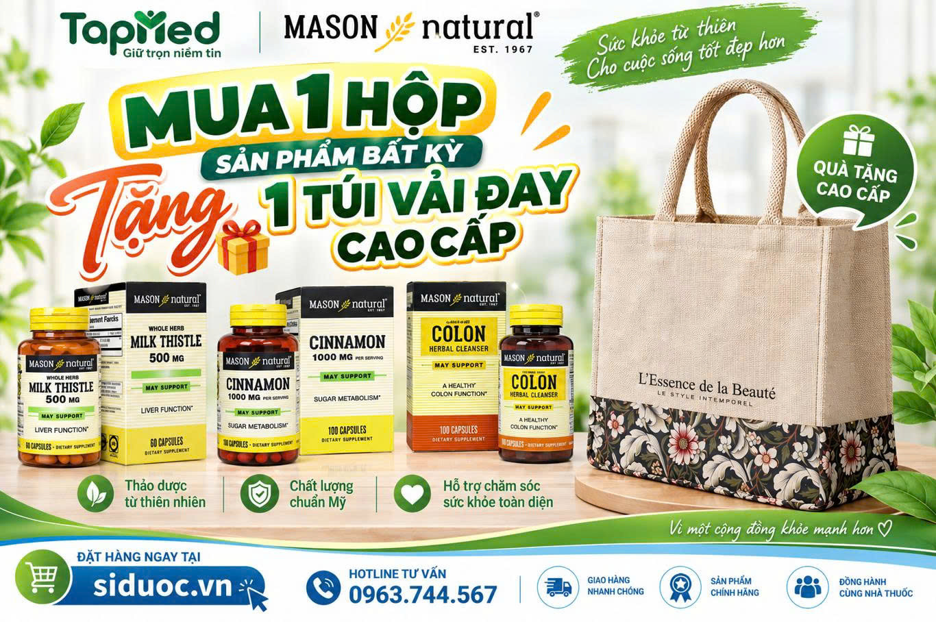 🎁 ƯU ĐÃI MASON NATURAL – MUA 1 TẶNG 1! 🌿