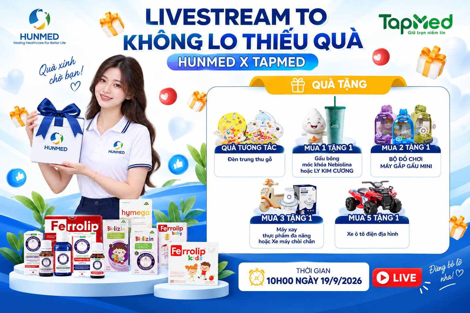 💥 LIVESTREAM TO KHÔNG LO THIẾU QUÀ CÙNG HUNMED 💥