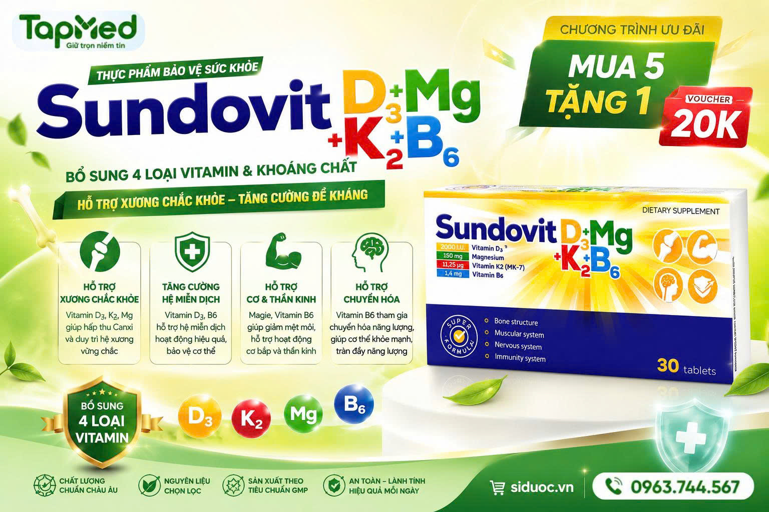 💙 SUNDOVIT D3 + Mg + K2 + B6